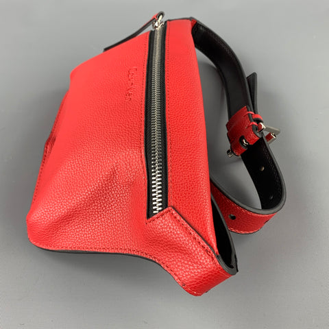 CALVIN KLEIN Red Pebble Grain Leather Fanny Pack