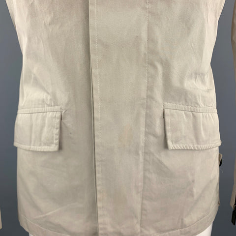 ETRO Chest Size M Beige Cotton / Polyester High Collar Zip Up & Buttons Jacket