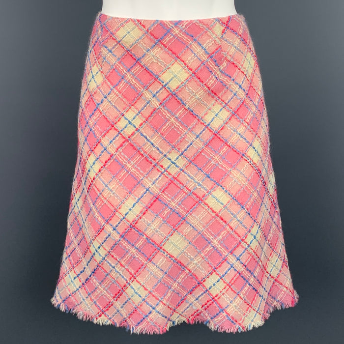 MOSCHINO CHEAP AND CHIC Size 8 Pink Boucle Wool A-Line Skirt