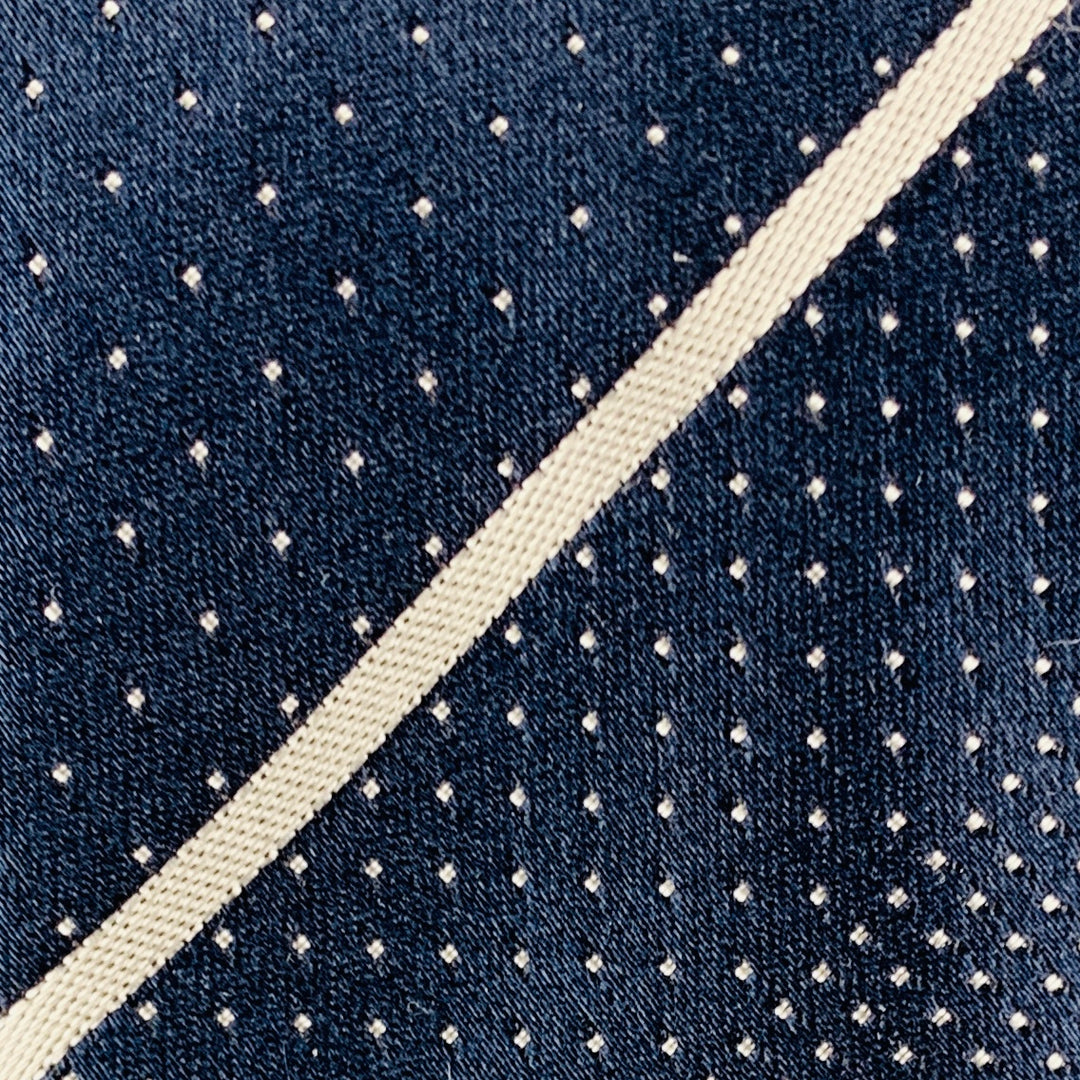 PRADA Navy White Dots Silk Satin Tie