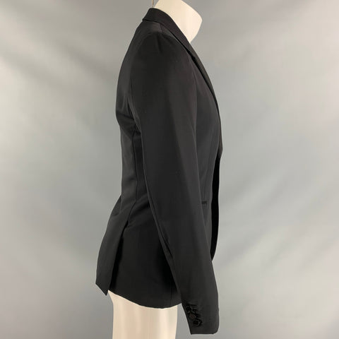 BURBERRY PRORSUM Chest Size 38 Black Virgin Wool Tuxedo Sport Coat