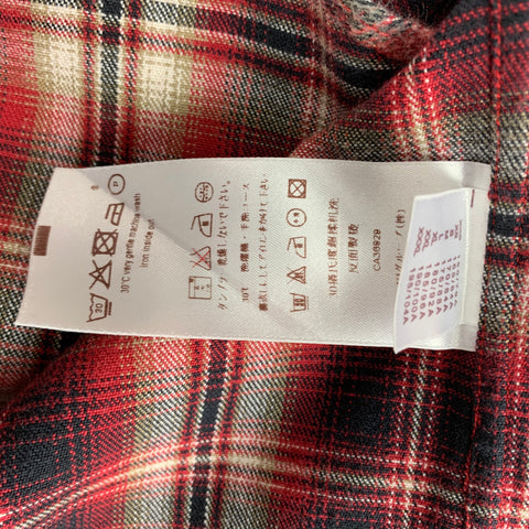 LOUIS VUITTON Size XL Red Black Plaid Cotton Button Up Long Sleeve Shirt