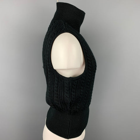 Vintage JUNIOR GAULTIER Size M Black Knitted Wool / Acrylic Turtleneck Vest