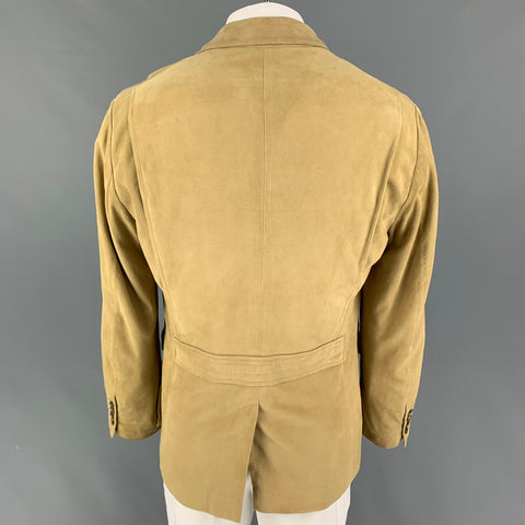 POLO by RALPH LAUREN Size 42 Khaki Suede Notch Lapel Sport Coat