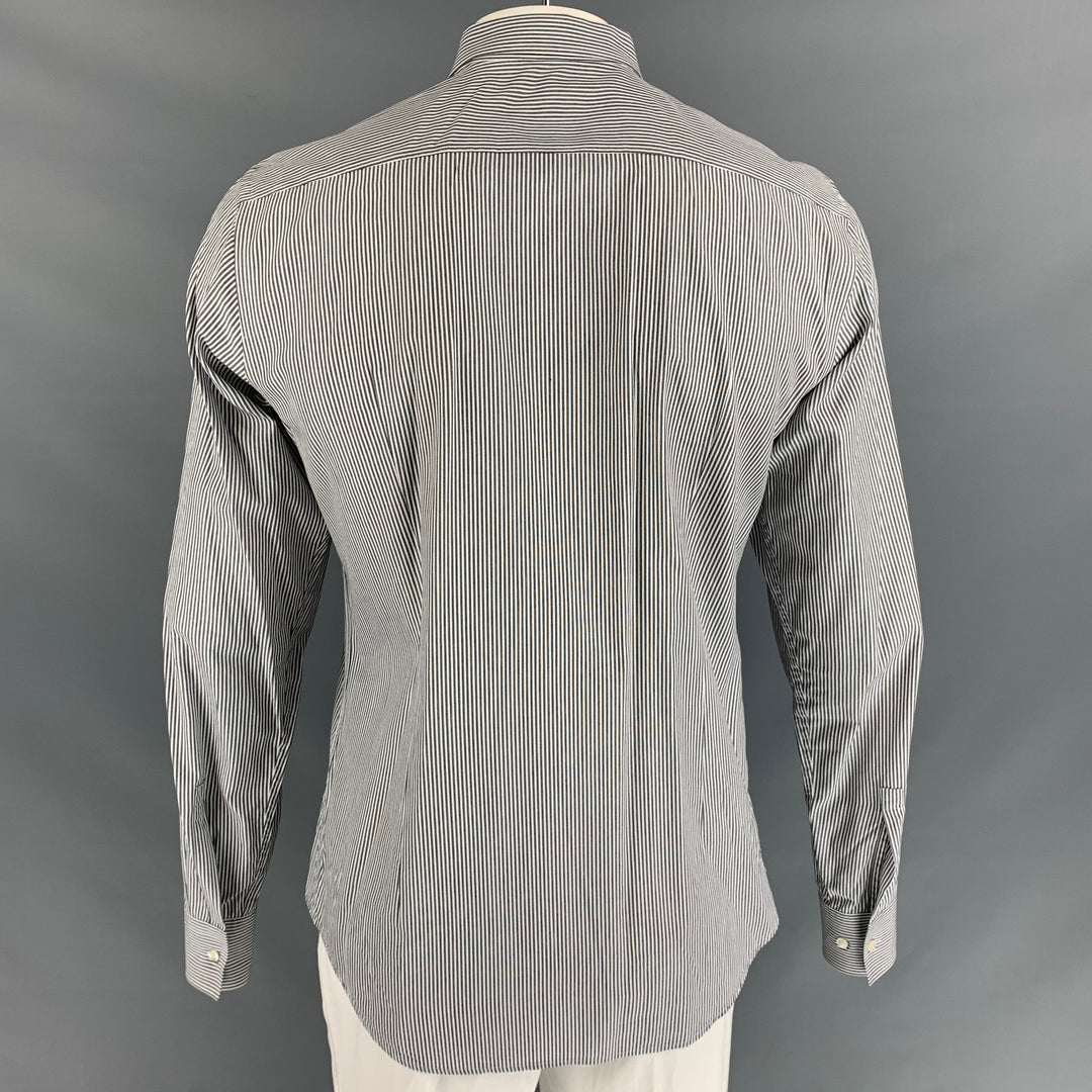 BOSS by HUGO BOSS Size L Black & White Stripe Cotton Long Sleeve Shirt