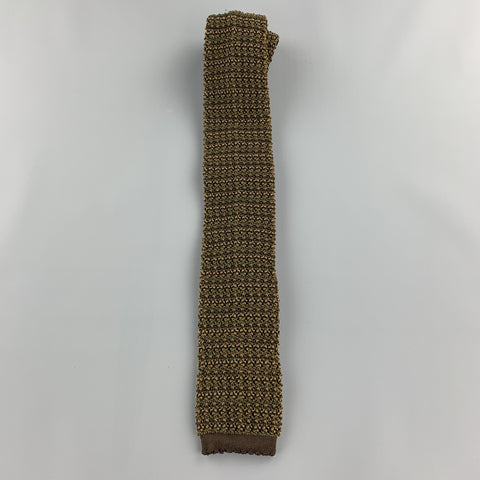 HOLLAND & HOLLAND Brown Beige & Olive Silk Textured Knit Tie