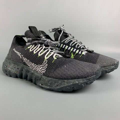 NIKE Talla 9.5 Zapatillas de deporte Space Hippie 01 con cordones de nailon y materiales mixtos en negro