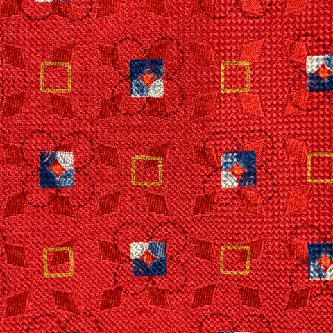 ERMENEGILDO ZEGNA Red Blue Squares Silk Tie