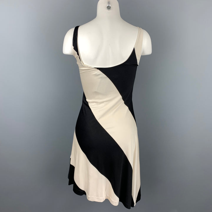 RALPH LAUREN Blue Label Size S Black & White Color Block Jersey Silk Tank Dress