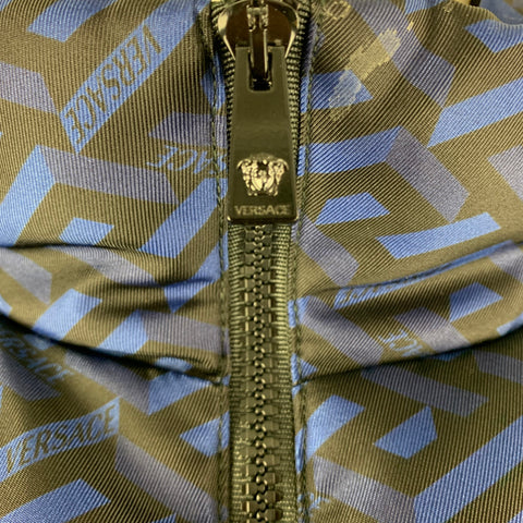VERSACE  Size 36 Black Navy Logo Nylon Padded Jacket