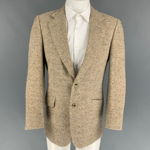 BRIONI for WILKES BASHFORD Size 39 Cream Taupe Herringbone Wool Alpaca Sport Coat