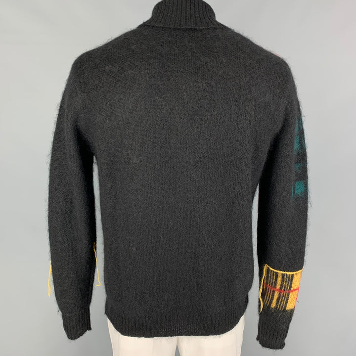 J.W.ANDERSON Size L Black Yellow Red Knit Mohair Blend Turtleneck Sweater