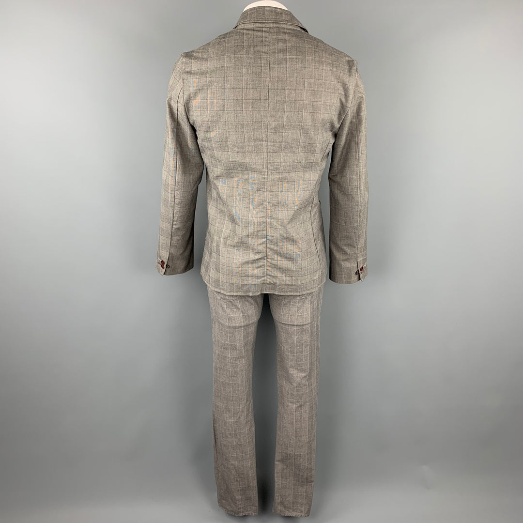 PAUL SMITH JEANS Size L Grey Plaid Cotton Notch Lapel Suit