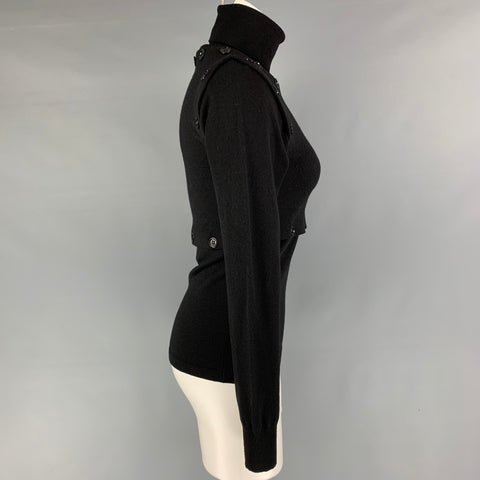 DOLCE &amp; GABBANA Talla 4 Jersey liso de poliéster y lana virgen negro