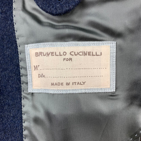 BRUNELLO CUCINELLI Size 40 Navy Cashmere Double Breasted Peacoat