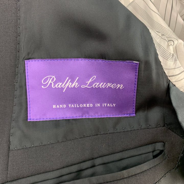 RALPH LAUREN Purple Label Talla 38 Traje corto con solapa de muesca de lana negra