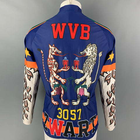WALTER VAN BEIRENDONCK FW17 Size L Blue Graphic Nylon Jersey Bike Top