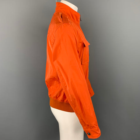 SALVATORE FERRAGAMO Size 40 Orange Polyester / Cotton Full Zip Jacket