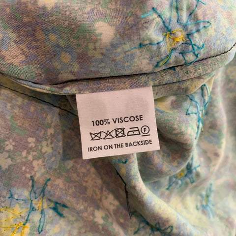 DRIES VAN NOTEN S/S 20 Size S Green & Blue Beaded Viscose Button Up Long Sleeve Shirt