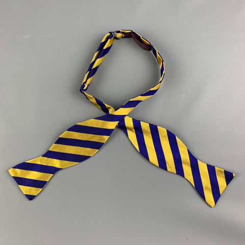 THE BOW TIE CLUB Yellow Purple Stripe Silk Bow Tie