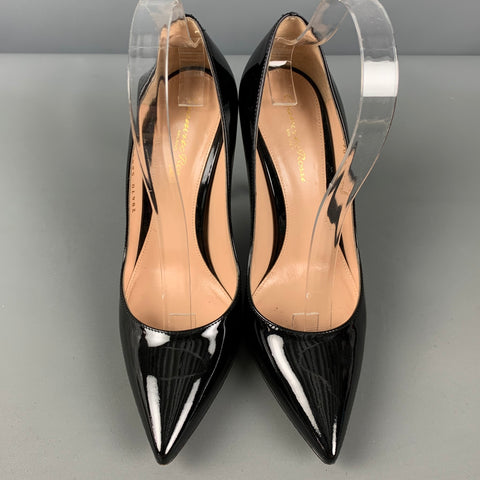GIANVITO ROSSI Size 7.5 Black Patent Leather Classic Pumps