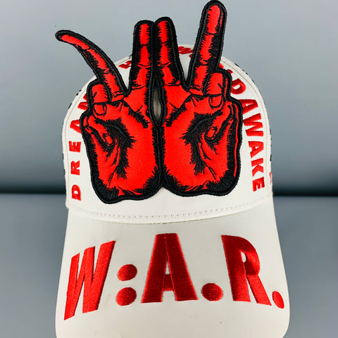 WALTER VAN BEIRENDONCK White Red Embroidered Cotton Blend Coated Canvas Hat