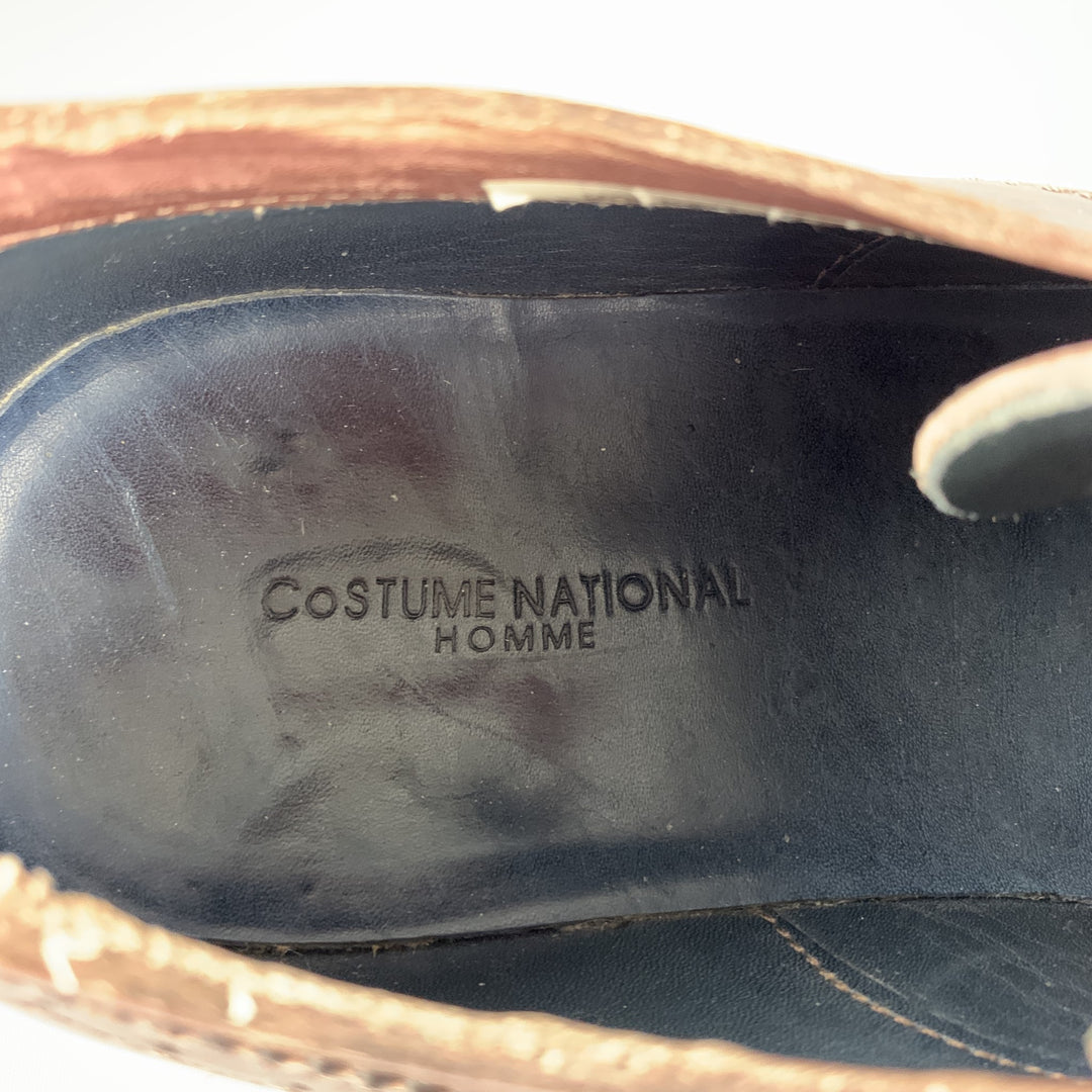 CoSTUME NATIONAL Talla 9.5 Zapatos con cordones de cuero antiguo marrón