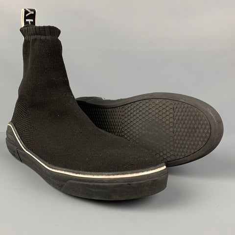 GIVENCHY Size 11 Black White Signature Polyester George V Sock Boots