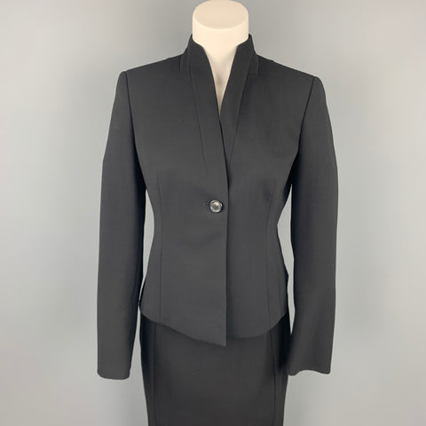 AKRIS Size 6 Black Wool / Nylon Pencil Skirt Suit
