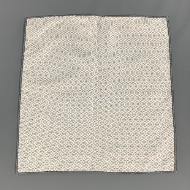 BRUNELLO CUCINELLI Cream Light Grey Polka Dot Silk Cotton Pocket Square