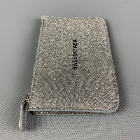BALENCIAGA Silver Gliter Credit Card Holder Wallet
