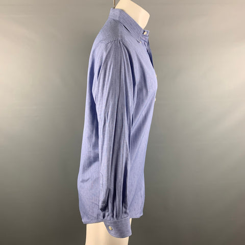 POLO by RALPH LAUREN Size M Blue White Plaid Cotton Vintage Long Sleeve Shirt