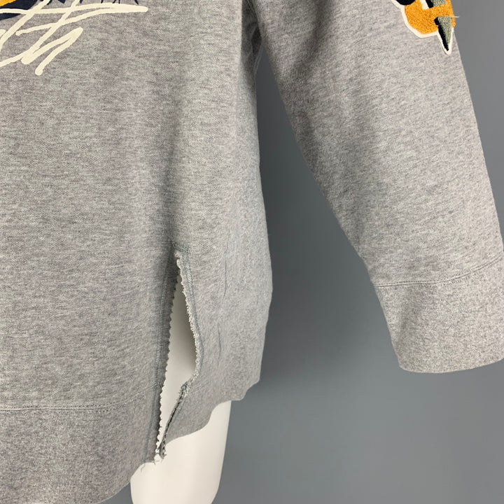 UNDERCOVER Talla S Sudadera extragrande de algodón con apliques gris amarillo