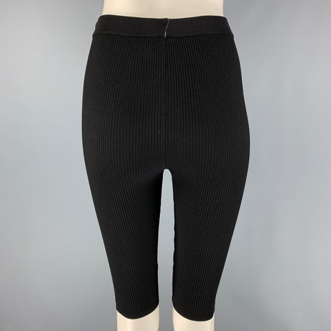 SAINT LAURENT Pantalón corto de jinete de canalé de viscosa negro Talla S