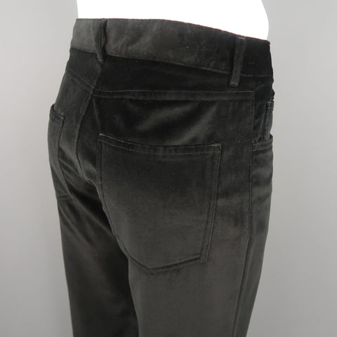 RALPH LAUREN Purple Label Size 34 Black Velvet Casual Pants