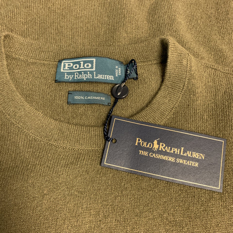 RALPH LAUREN Pull à col rond en cachemire olive taille S