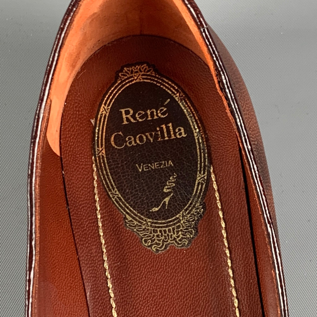 RENE CAOVILLA Size 8.5 Brown Velvet Embelished Flats
