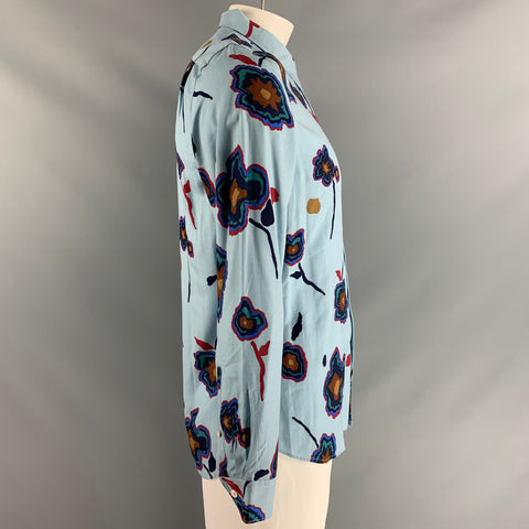 PS by PAUL SMITH Size L Light Blue Multicolour Floral Long Sleeve Shirt
