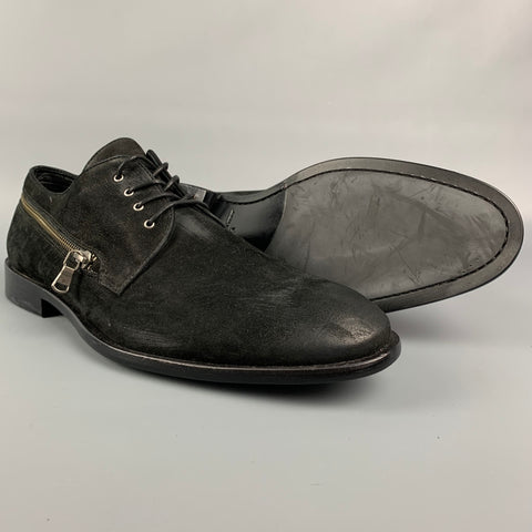 JOHN VARVATOS * USA Taille 11 Chaussures à lacets en cuir antique noir