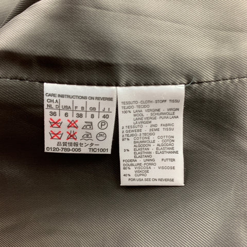 MAX MARA Talla 6 Chaqueta con solapa de muesca de lana en espiga de tweed gris