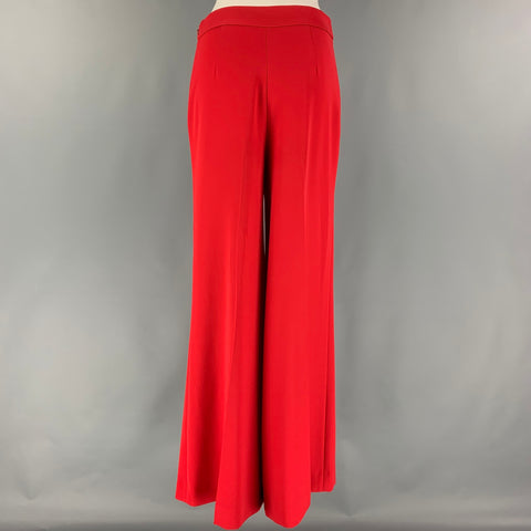 CAROLINA HERRERA Talla 4 Pantalón de vestir de pierna ancha de poliéster rojo
