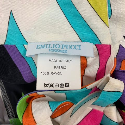 EMILIO PUCCI Size 6 Multi-Color Rayon Abstract Halter Casual Top