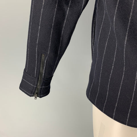 CALIBRATE Taille S Veste à boutons-pression en mélange de laine à rayures gris marine
