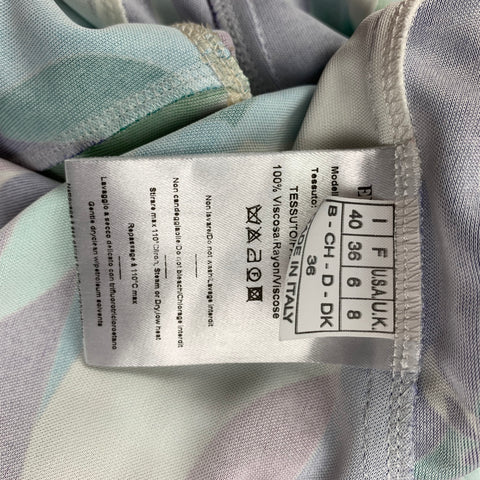 EMILIO PUCCI Size S Turquoise Multi-Color Viscose Abstract Tank Dress