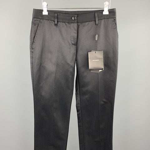 DOLCE & GABBANA Size 2 Black Cotton / Silk Dress Pants