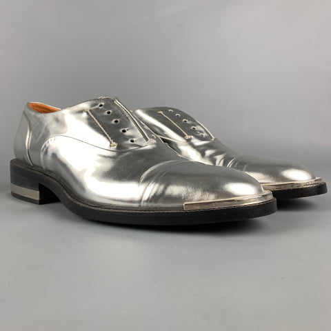 BARBARA BUI Size 7 Silver Leather Metallic Patent Leather Shoes