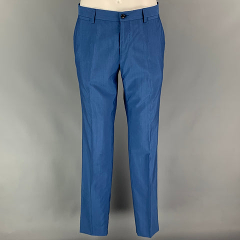 DOLCE &amp; GABBANA Taille 38 Costume 3 Pièces En Laine / Soie Bleu Régulier