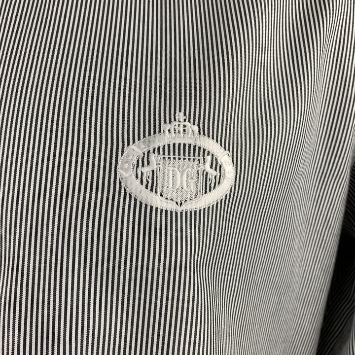 DOLCE & GABBANA Size XL Black & White Pinstripe Cotton Long Sleeve Shirt