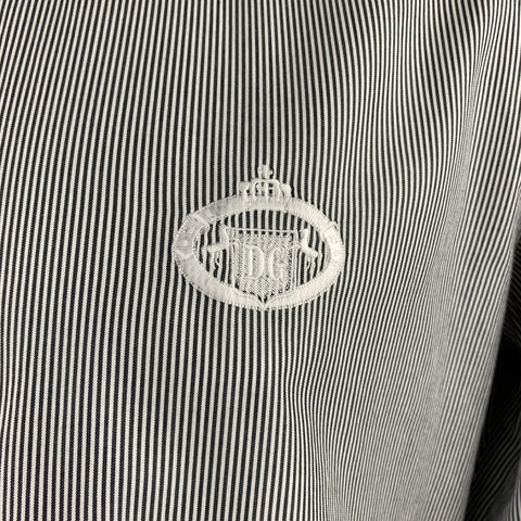 DOLCE & GABBANA Size XL Black & White Pinstripe Cotton Long Sleeve Shirt