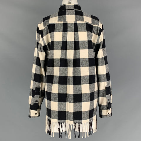 POLO by RALPH LAUREN Size M Black & Cream Cotton Plaid Oversized Shirt